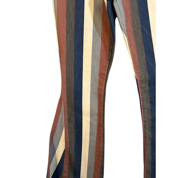 Altar'd State Blue Multi-Color Striped Bell Bottom Denim Jeans Women Sz S - Picture 4 of 11